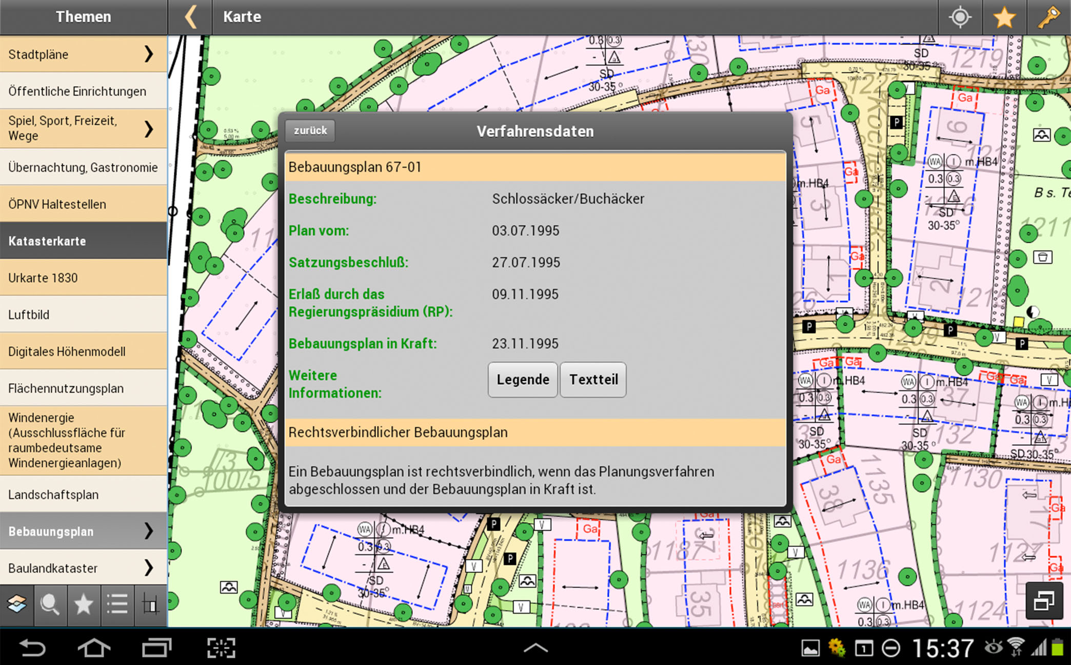 Buergerinformation-UI-Bebauungsplan B&uuml;rgerinformation App