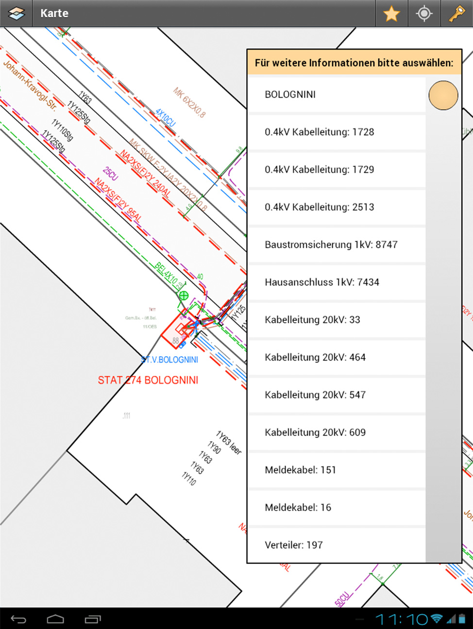 Auswahldialog eines Knotens