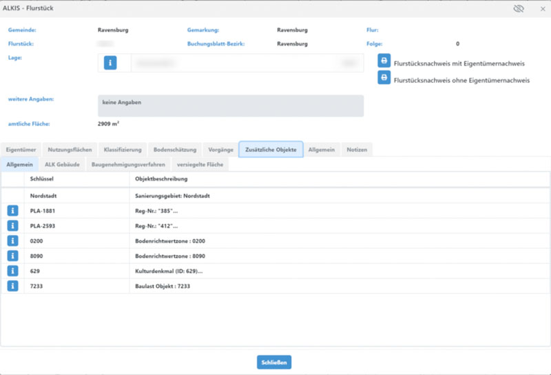 Katasterwesen - Flurst&uuml;ck User Interface