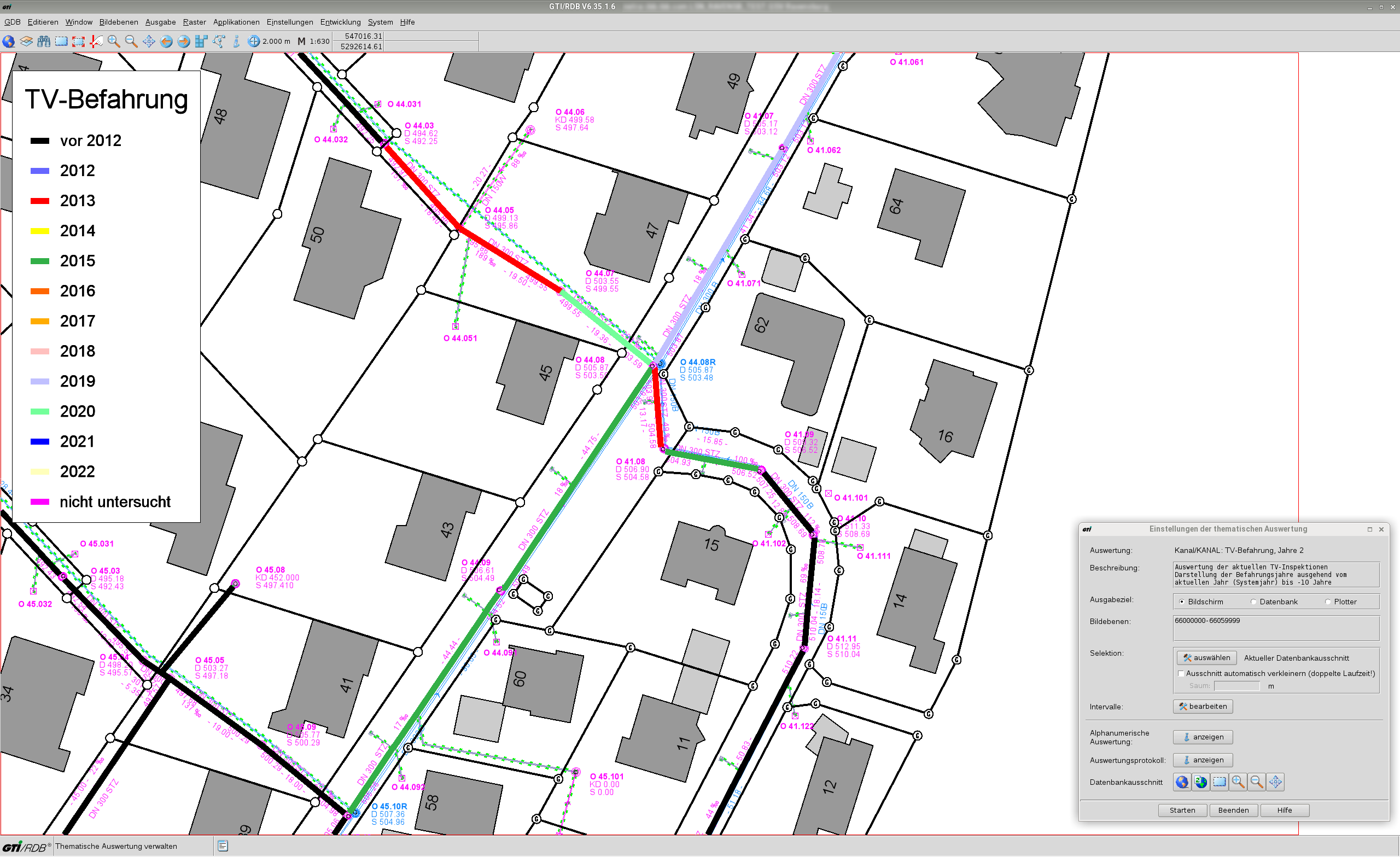 Thematische Auswertung Kanal Befahrungsjahr