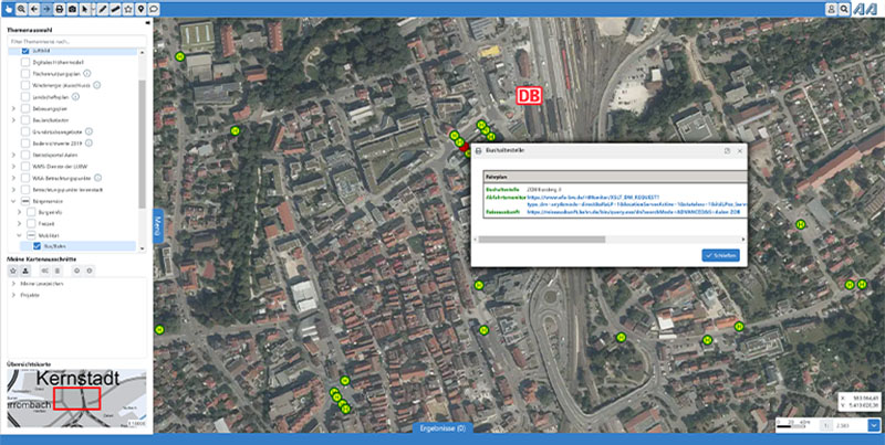 GIScity_luftbild-Haltestellen image Katasterwesen - Flurstück User Interface