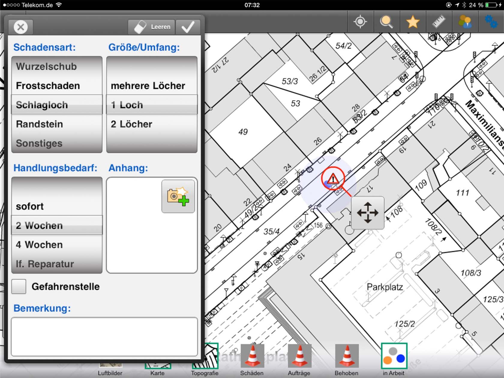 Erfassungsoberfläche UI